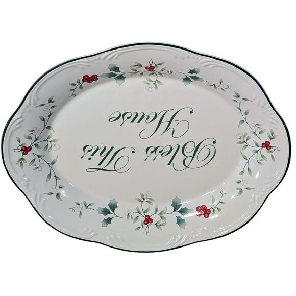 Pfaltzgraff Winterberry Bless This House Christmas Plate/Platter New in Box! - Picture 8 of 8